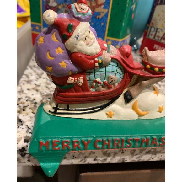 Vintage Mary Engelbreit Santa Claus Sleigh double stocking hanger - Picture 4 of 6